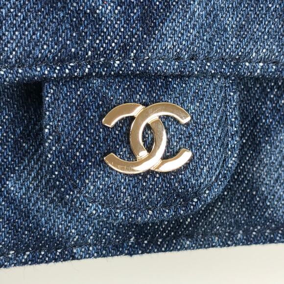 Authentic CHANEL CC Denim Mini Flap Quilted Bag Chain Purse - Picture 7 of 16